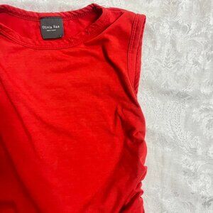s red ruched top with tie up sides